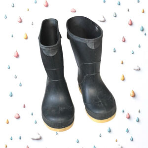 Tingley Weather Stars Black Rubber Waterproof Rain Boots Infant Boy Girl Size 6